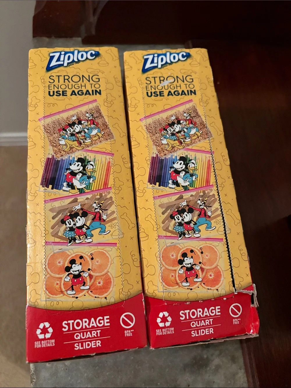 Mickey and Friends Ziploc Quart Storage Bags -  30 count, 4 Designs, 2boxes